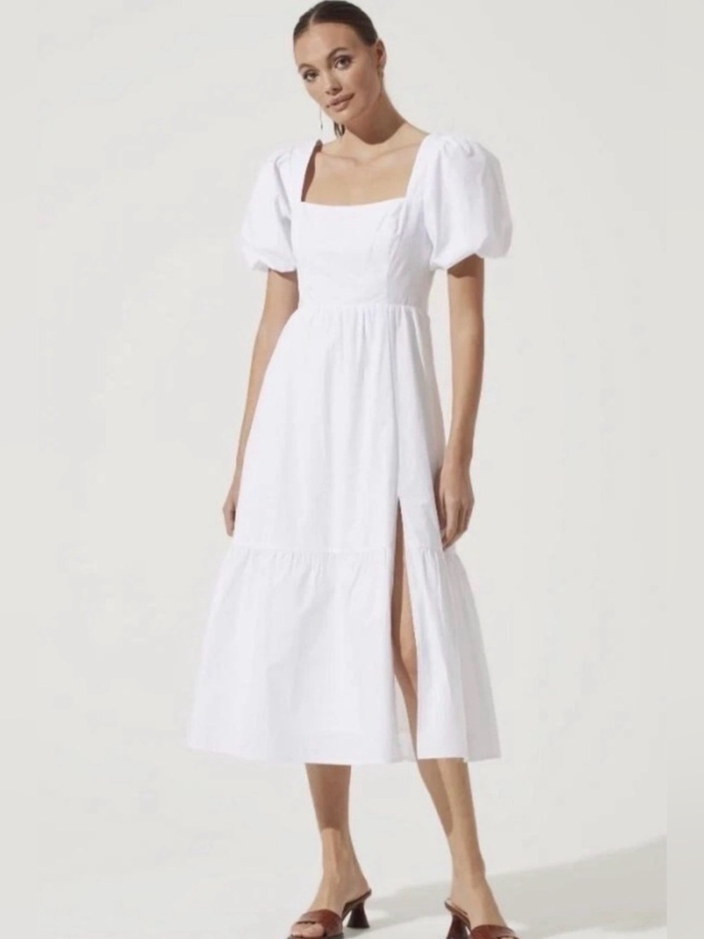 Astr the Label Ivory Linen Midi Sundress